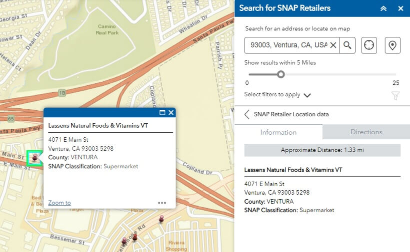 SNAP retailers search on FNS USDA website